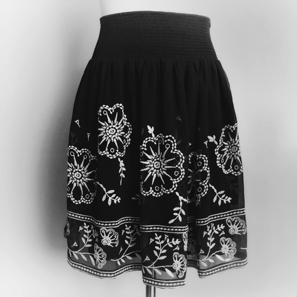 WHBM Embroidered Chiffon Skirt